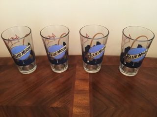 Blue Moon Beer Pint Glasses Set Of 4 With Just John,  St.  Louis,  Missouri