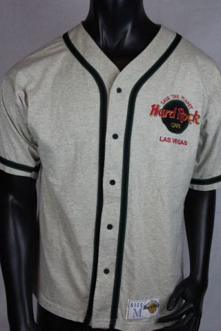 Vintage Hard Rock Cafe Las Vegas Save The Planet Baseball Jersey Shirt Men Med