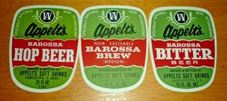 Collectable Drink Labels - Set Of 3 Appelts 13 Fl Oz Soft Drink Labels