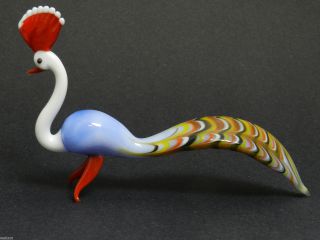 Glass Blown Art Figurine Animal Peacock Murano Style 6636