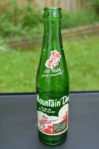 Vintage Mountain Dew Hillbilly Soda Pop Bottle Named Filled By Jim And Clara