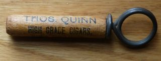 Wooden Bottle Opener Cork Screw " Thomas Quinn / 6 State St.  / Auburn,  Ny "
