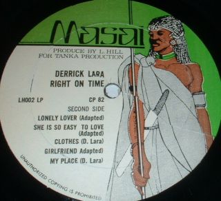 DERRICK LARA Right On Time LP 1982 MASAI U.  S.  1st Press RARE 3