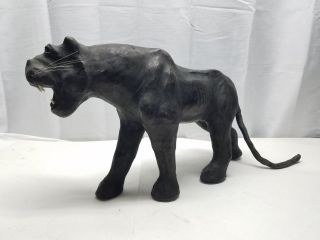 Vintage Leather Wrapped Panther Cat African Safari Animal Hand Made India Statue