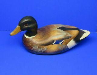 Mallard Hand Carved Painted Wood Duck Decoy Signed L.  Denzer Hadley Companies