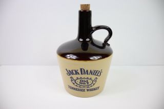 Vintage Jack Daniels Tennessee Whiskey Pottery Jug With Handle Crock Cork