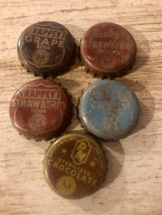 5 Vintage Cork Louisiana Soda Pop Bottle Caps Hanley’s Trappey’s 2