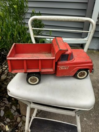 Vintage Buddy L Dump Truck Pressed Steel Red Toy
