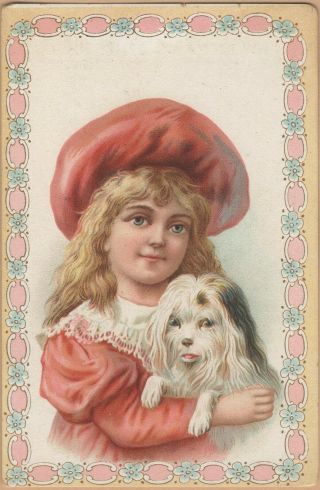 Victorian Trade Card - French Market Coffee - Orleans,  La - Girl W/ Small Dog