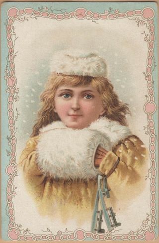 Victorian Trade Card - French Market Coffee - Orleans,  La - Girl W/ Ice Skates