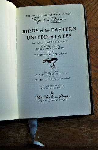 SIGNED BY ROGER TORY PETERSON Easton Press leather book BIRDS OF THE EASTERN US 3