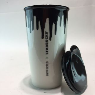 Starbucks Black/white Ceramic Logo Travel Mug Tumbler And Lid Band Of Outsiders