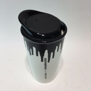 Starbucks Black/White Ceramic Logo Travel Mug Tumbler and Lid Band Of Outsiders 2