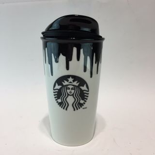 Starbucks Black/White Ceramic Logo Travel Mug Tumbler and Lid Band Of Outsiders 4