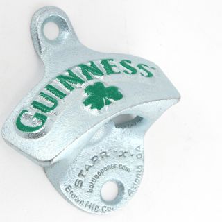 Guinness Shamrock Cast Aluminum Bottle Opener - Wall Mount - Home Bar Beer Gift