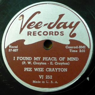 Pee Wee Crayton El Dorados 78 I Found My Peace Of Mind Vee Jay Strong Vg,  Rj 349