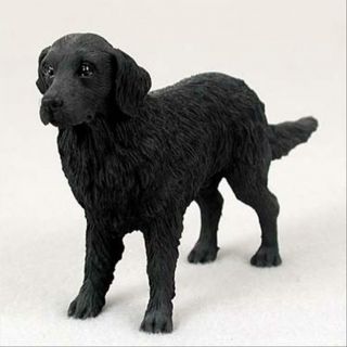 Flat Coated Retriever Dog Hand Painted Collectable Figurine Statue