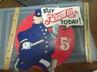 Vintage Buy Pepsi:cola Today 5¢ Cardboard Sign.  Piece.