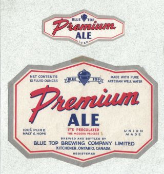 Beer Label - Canada - Premium Ale - Blue Top Brg.  Co.  - Kitchener,  Ontario