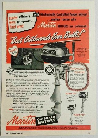 1949 Print Ad Martin 60,  40,  20 Outboard Motor National Pressure Cooker Eau Claire