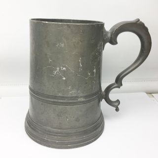 Antique Early Old Pewter Tankard Tavern Pub Bar Ale Glass Pot