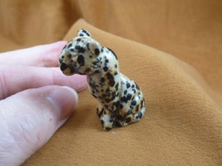 (y - Che - 565) Black Spotted Cheetah Wild Cat Gemstone Gem Carving Big Cats Statue