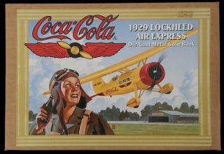 Coca - Cola 1929 Lockheed Air Express Airplane Ertl Die - Cast Metal Coin Bank 1:32