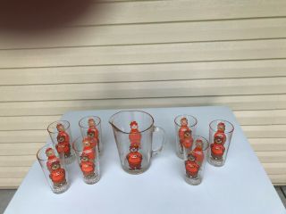 A&w Rootbeer Pitcher And 7 Glasses
