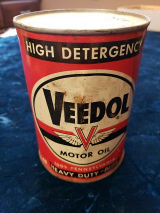 Vintage Veedol Rare Motor Oil Quart Can Metal Can