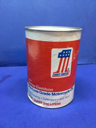 Vintage 1970’s Harley Davidson Amf Pre - Luxe Quart Oil Can Composite Full