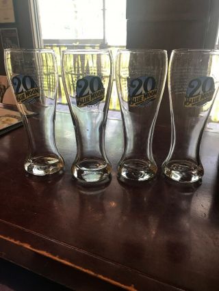 Blue Moon Beer 20th Anniversary Pilsner Glass 16 Ounce Set Of 4 Glasses
