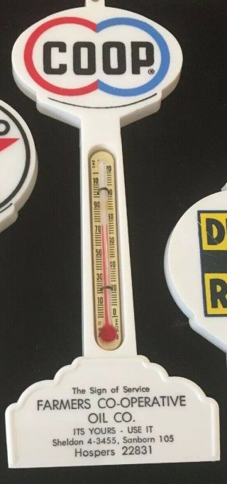 Pole Sign Thermometer Coop Vintage Gas Oil Station Farmers Co - Operative Oil Co