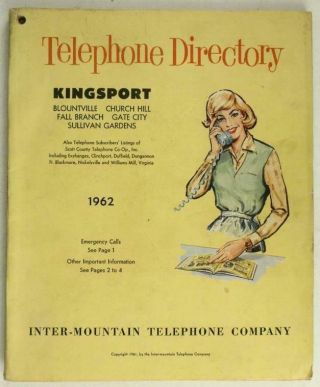 Vintage Paper Advertising Telephone Books Kingsport & Bristol Tn 1962 1965 1973
