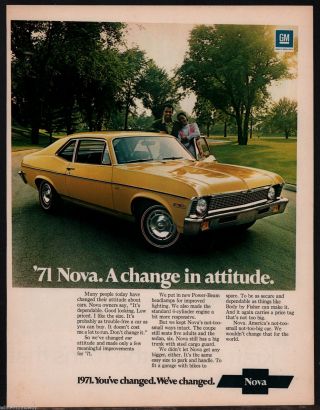 1971 Chevrolet Nova Yellow 2 - Door Classic Vintage Car Photo Ad