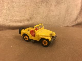 1966 Lesney Matchbox No.  72 Jeep Yellow W Red Interior Diecast