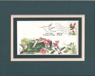 Hummingbirds - Watercolor Print - Frameable Postage Stamp Art - 0726