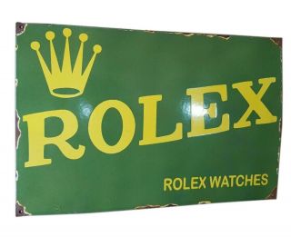 Rolex Watches Vintage Advertising Porcelain Sign 11 X 6 Inches Sb 03