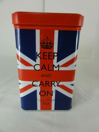 Keep Calm And Carry On British Flag Union Jack Coffee Tea Tin Container Empty