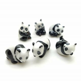 6 Panda Beas Figurine Ceramic Animal Miniature Statue - Cwb014