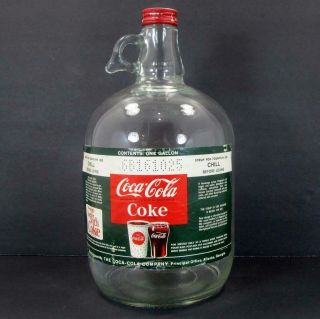 1960s 1 Gallon Coca Cola Coke Syrup Glass Jug Bottle With Cap Teardrop Handle