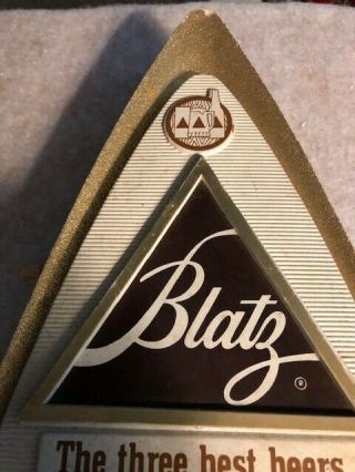 1970 Vintage Blatz Triangle Shaped Sign Gold Glitter Trim