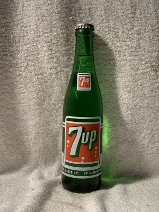 Full 10oz Seven - Up Acl Soda Bottle Hickory,  N.  C.
