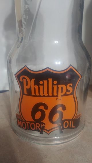 Phillips 66™ Glass Motor Oil Bottle With Metal Pour Spout & Dust Cap