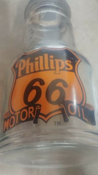 PHILLIPS 66™ GLASS MOTOR OIL BOTTLE with METAL POUR SPOUT & DUST CAP 4