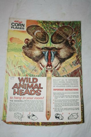 Kelloggs Vintage Cornflake Box Panel Wild Animals No 3