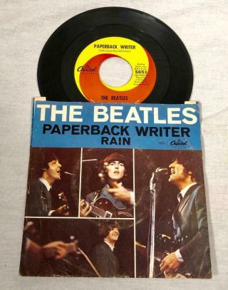 1966 45 Rpm W/ Pic Sleeve The Beatles Paperback Writer Capitol Records 5651