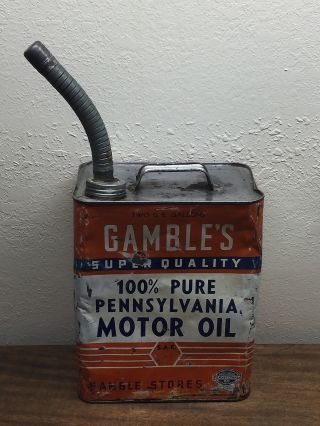 Rare Gambles 100 Pure Pennsylvania Motor Oil - 2 Gallon Can W/ Spout
