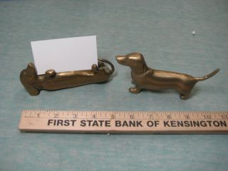 Vintage Heavy Brass Dachshunds,  One Is A Cardholder Dog Decor