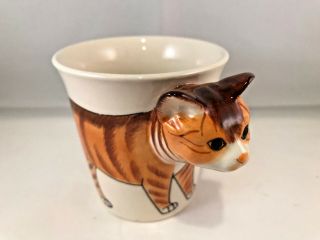 Tabby Cat Coffee Tea Cup Mug Orange 3d Hand Painted