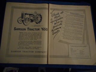 1919 Samson Tractor Co.  Print Advertisement: Model M - Janesville,  Wisconsin